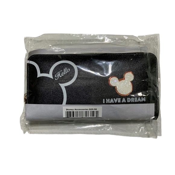 Minnie Mickey Mouse Wristlet Clutch Convertible Long Wallet White Black - Picture 14 of 15